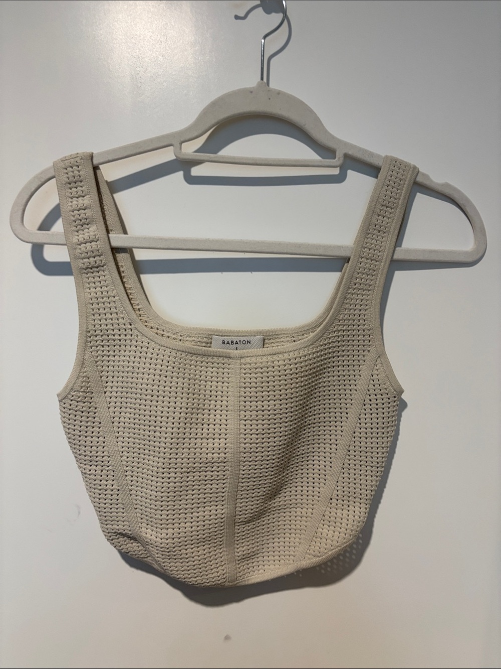 Babaton Neutral Knit Square-Neck Tank
